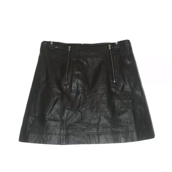Madewell Dresses & Skirts - Madewell Leather Uptown Zip Skirt Black Size 8 Moto Mini Skirt 100% Leather